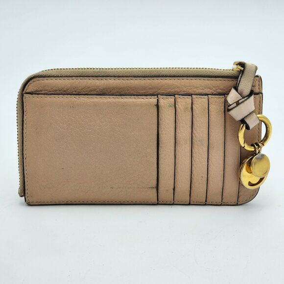 Chloe Alphabet Leather Blush Cardholder Zip Wallet - Picture 2 of 7